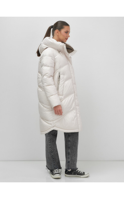 Длинный зимний пуховик с капюшоном для женщин