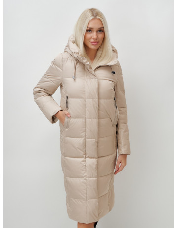 Длинный зимний пуховик с капюшоном для женщин