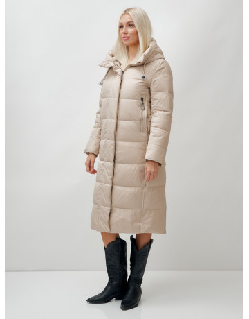 Длинный зимний пуховик с капюшоном для женщин