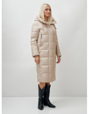 Длинный зимний пуховик с капюшоном для женщин
