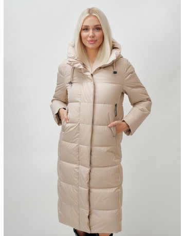 Длинный зимний пуховик с капюшоном для женщин