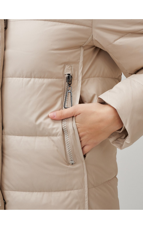 Длинный зимний пуховик с капюшоном для женщин