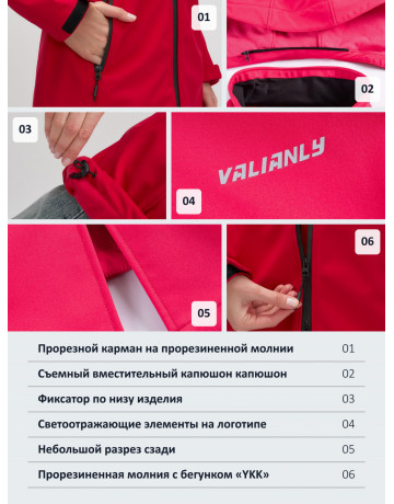 Женская спортивная парка с капюшоном, красный, softshell