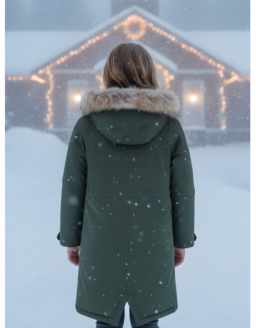 Тёплая парка для девочки с регулируемой посадкой.