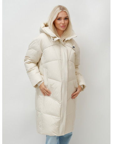 Длинный зимний пуховик с капюшоном для женщин