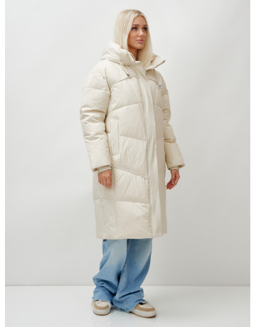 Длинный зимний пуховик с капюшоном для женщин