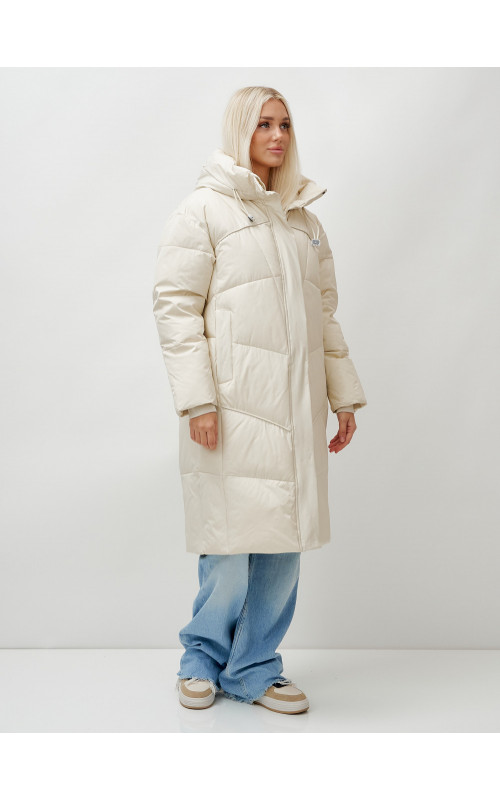 Длинный зимний пуховик с капюшоном для женщин