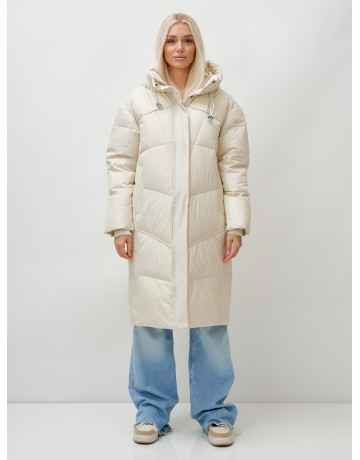 Длинный зимний пуховик с капюшоном для женщин