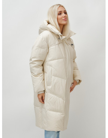 Длинный зимний пуховик с капюшоном для женщин