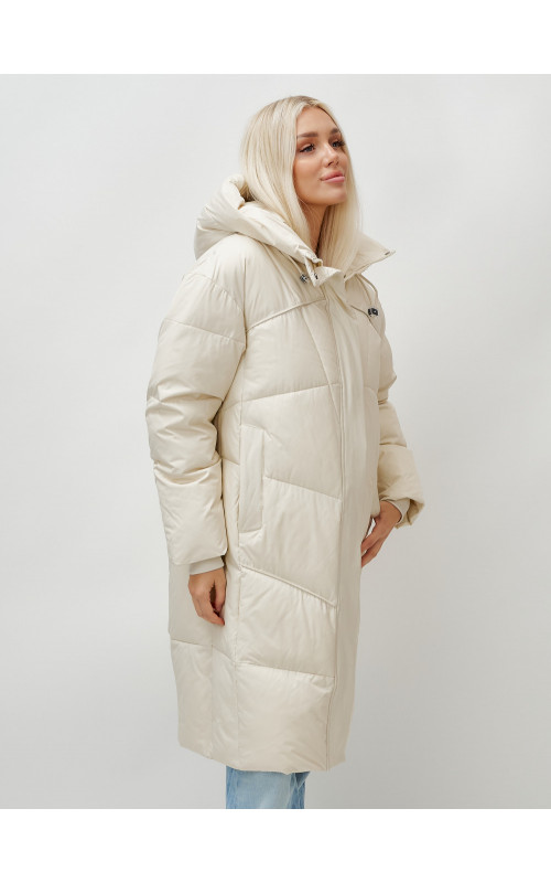 Длинный зимний пуховик с капюшоном для женщин