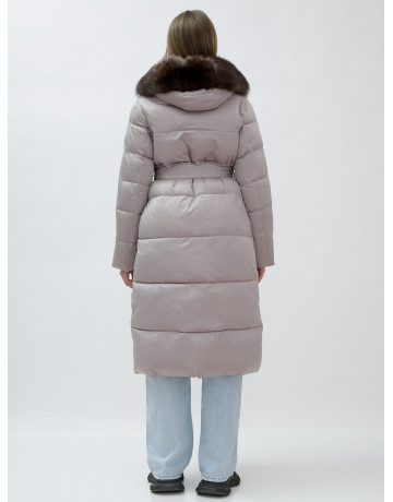 Длинный женский пуховик с мехом песца