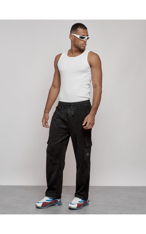 Мужские спортивные штаны прямого кроя из бархатного трикотажа.