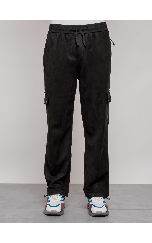 Мужские спортивные штаны прямого кроя из бархатного трикотажа.