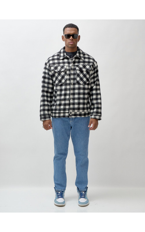 Мужская шерстяная рубашка прямого кроя в клетку.