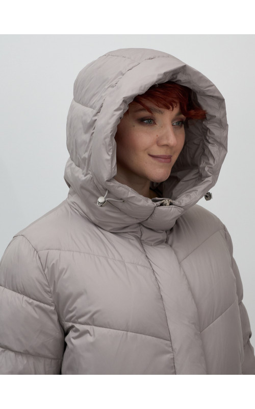 Длинный пуховик для женщин зимний утеплённый с капюшоном