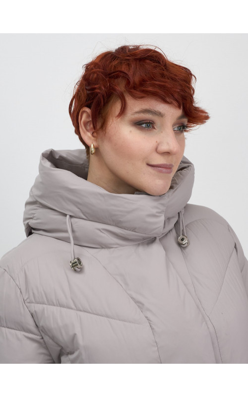 Длинный женский пуховик с капюшоном для зимы