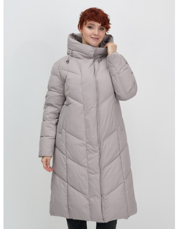 Длинный женский пуховик с капюшоном для зимы
