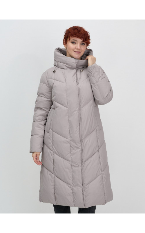 Длинный женский пуховик с капюшоном для зимы