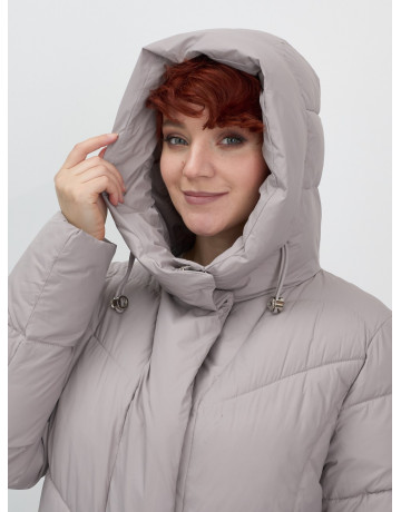 Длинный женский пуховик с капюшоном для зимы