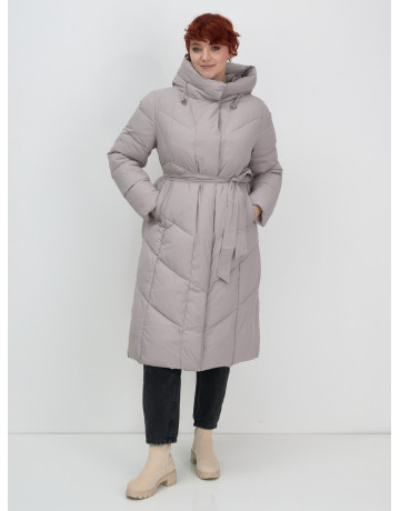Длинный женский пуховик с капюшоном для зимы
