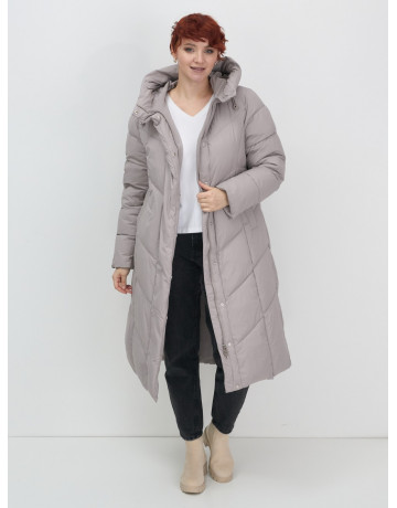 Длинный женский пуховик с капюшоном для зимы