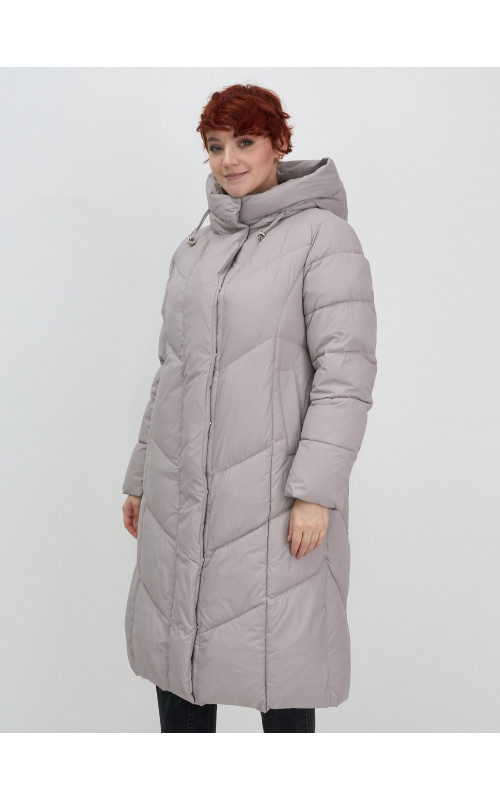 Длинный женский пуховик с капюшоном для зимы