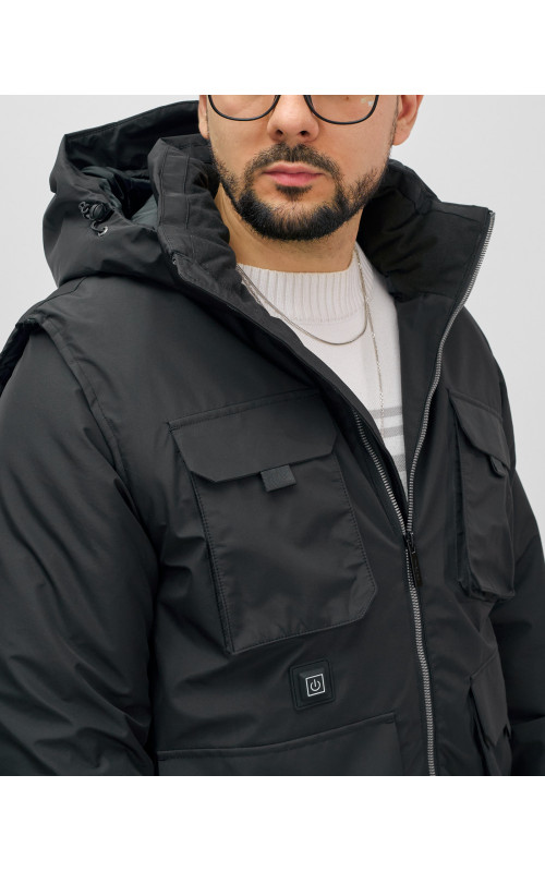 Куртка-жилетка с подогревом трансформер 2 в 1 для активного отдыха и спорта.