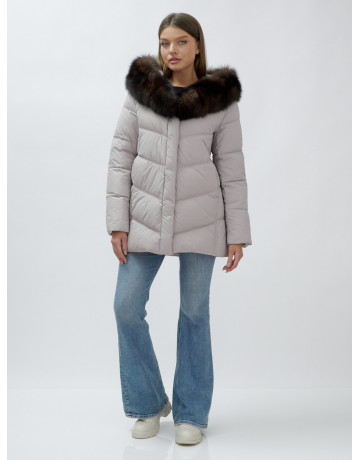 Женский зимний пуховик с мехом песца премиум-класса