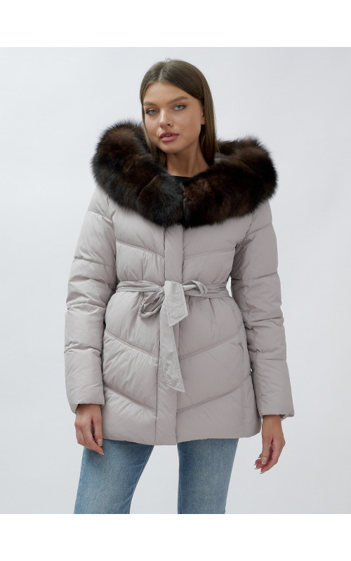 Женский зимний пуховик с мехом песца премиум-класса