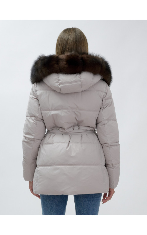 Женский зимний пуховик с мехом песца премиум-класса