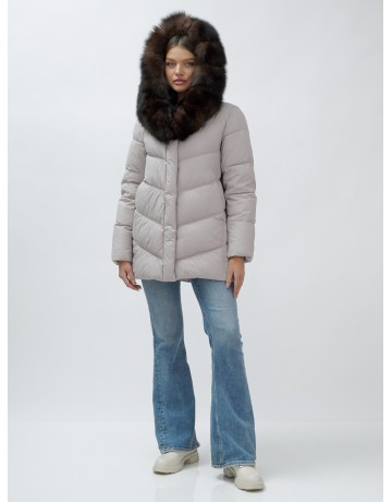 Женский зимний пуховик с мехом песца премиум-класса