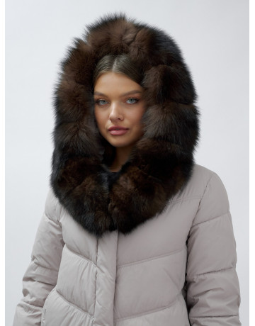 Женский зимний пуховик с мехом песца премиум-класса