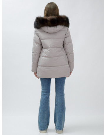 Женский зимний пуховик с мехом песца премиум-класса