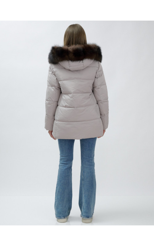 Женский зимний пуховик с мехом песца премиум-класса