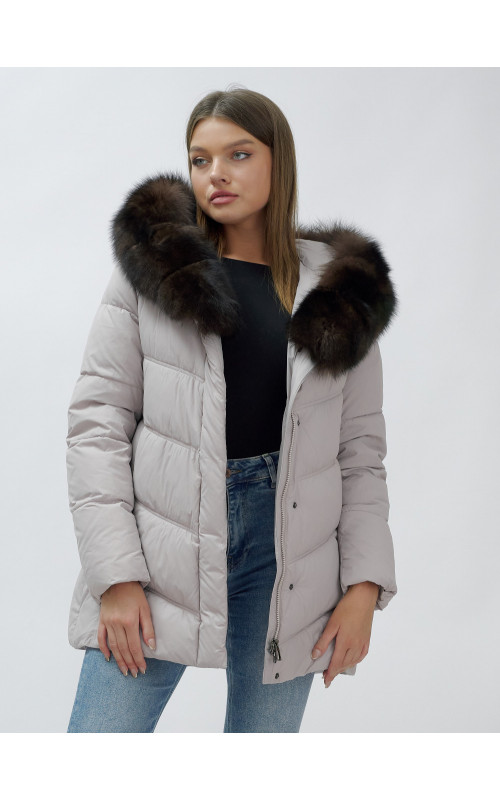 Женский зимний пуховик с мехом песца премиум-класса
