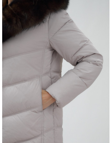 Женский зимний пуховик с мехом песца премиум-класса