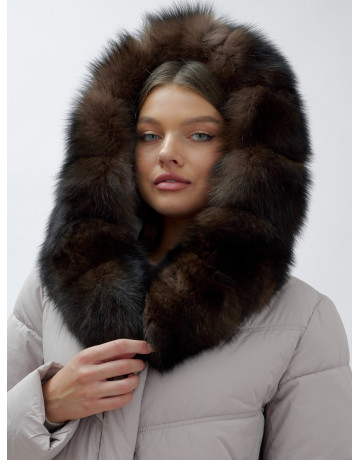 Женский зимний пуховик с мехом песца премиум-класса