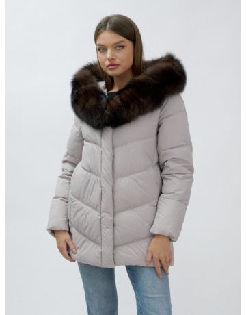 Женский зимний пуховик с мехом песца премиум-класса