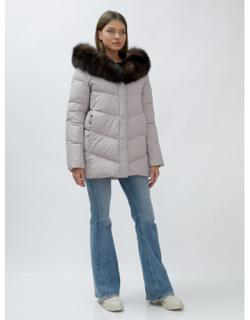 Женский зимний пуховик с мехом песца премиум-класса