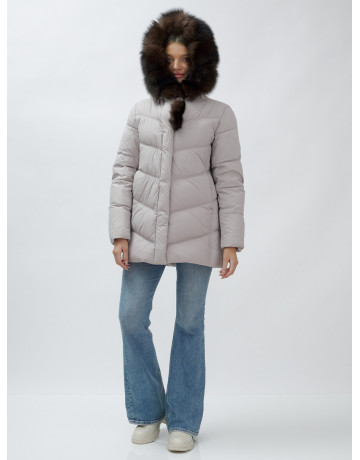 Женский зимний пуховик с мехом песца премиум-класса