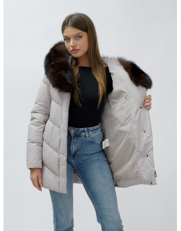 Женский зимний пуховик с мехом песца премиум-класса