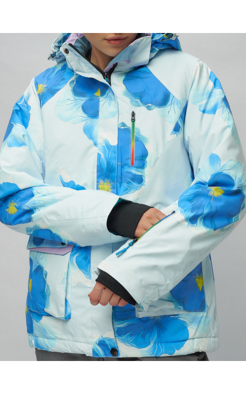 Женский горнолыжный комплект: куртка с цветочным принтом и брюки со съёмными бретелями