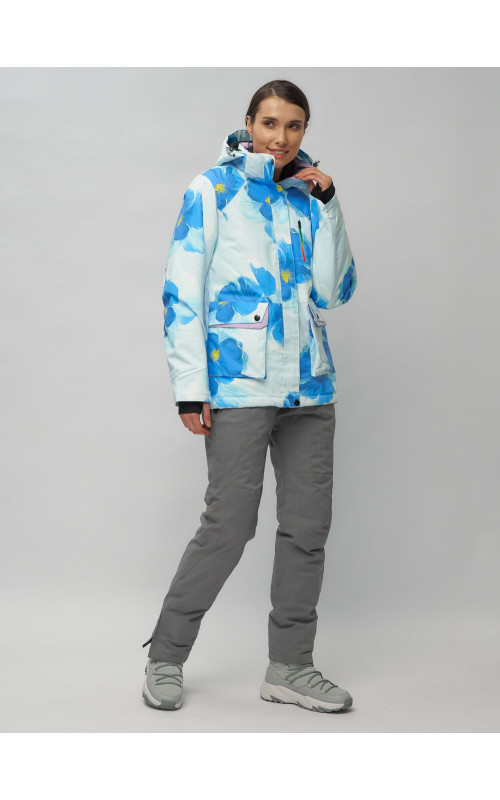 Женский горнолыжный комплект: куртка с цветочным принтом и брюки со съёмными бретелями