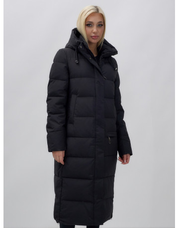 Длинный зимний пуховик с капюшоном для женщин