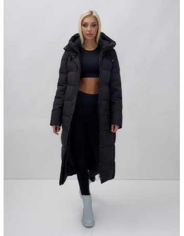 Длинный зимний пуховик с капюшоном для женщин