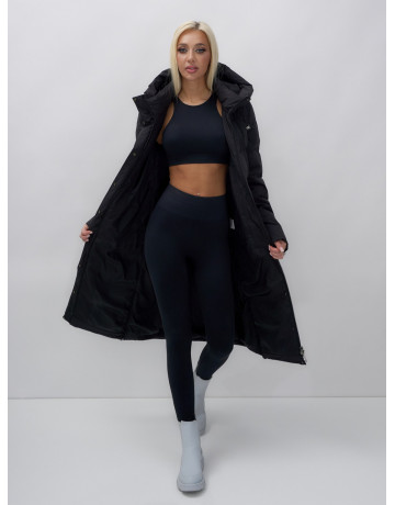 Длинный зимний пуховик с капюшоном для женщин