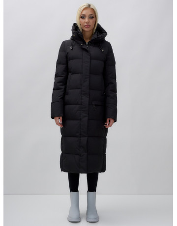 Длинный зимний пуховик с капюшоном для женщин