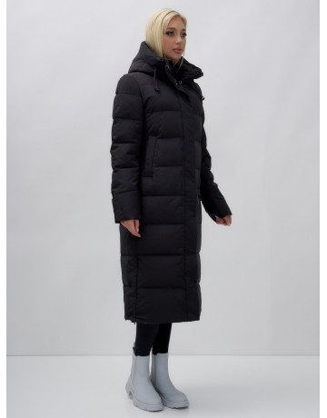 Длинный зимний пуховик с капюшоном для женщин