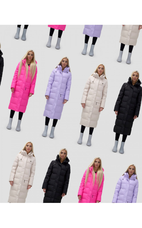 Длинный зимний пуховик с капюшоном для женщин