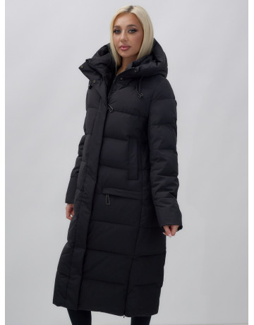 Длинный зимний пуховик с капюшоном для женщин